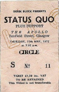 Status Quo - The Pretty Things - 15/05/1975