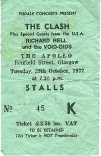 The Clash - RICHARD HELL and the VOID-OIDS - The Lou's - 25/10/1977